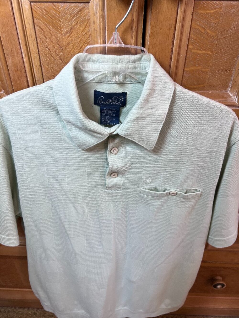 Arnold Palmer Men’s Golf Polo Shirt – Light Green Ribbed – Excellent Condition
